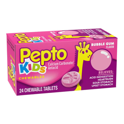 Pepto Kids Chewable Tablets Bubble Gum Flavor