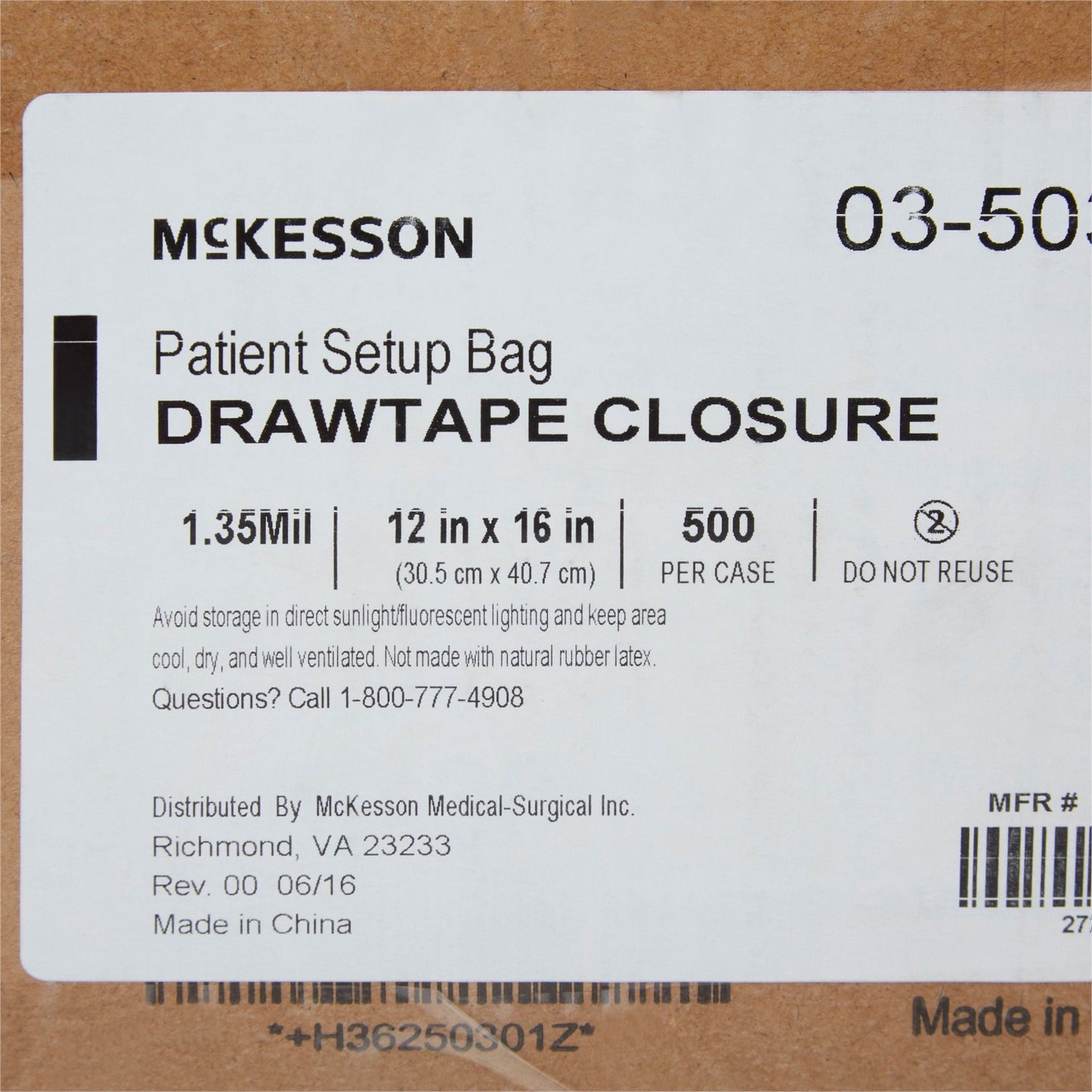 McKesson PULL-TITE™ Respiratory Set-up Bag