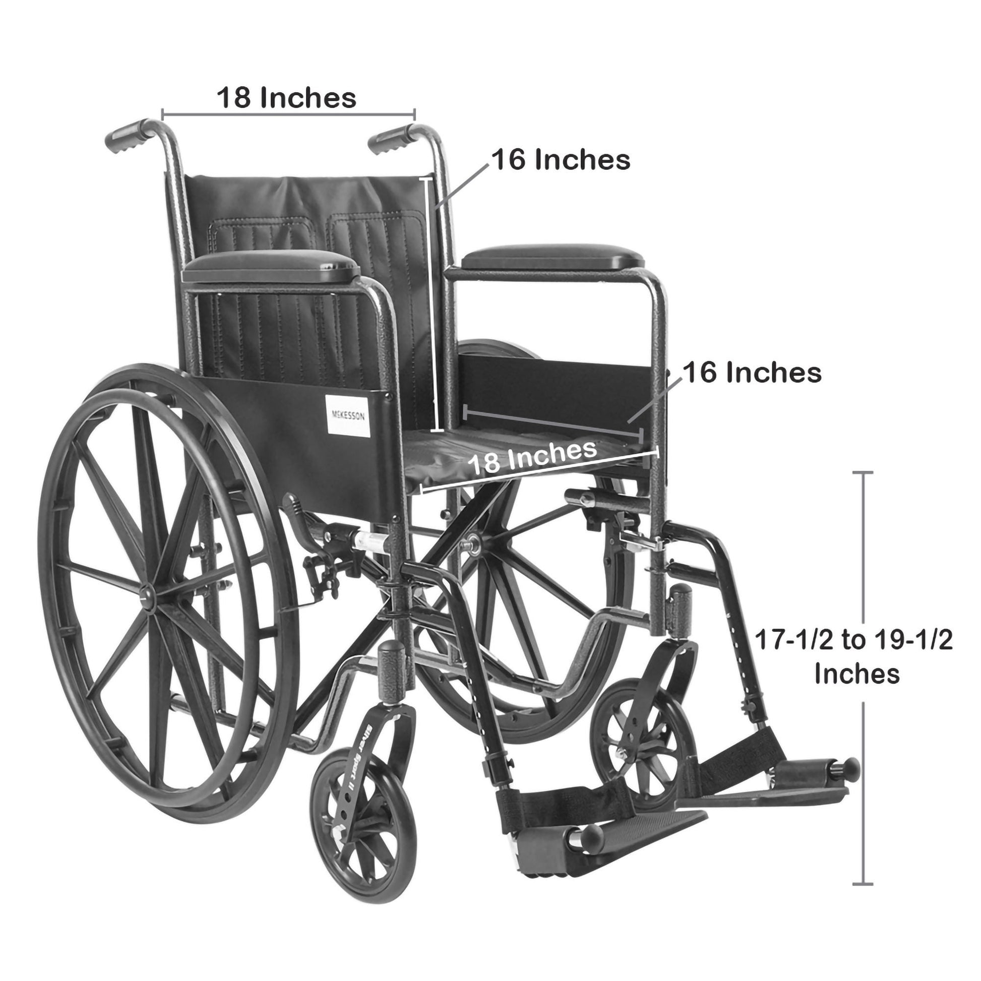 McKesson Wheelchair, 18 Inch Seat Width