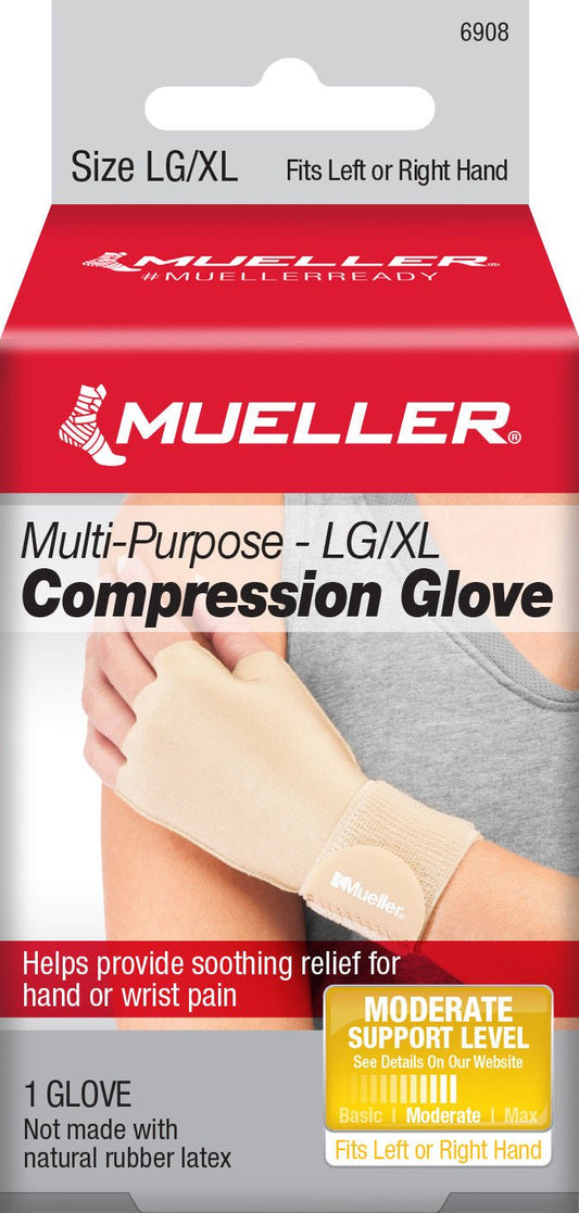 Mueller® Compression & Support Gloves Nylon / Polyester / Spandex Compression Gloves, Beige