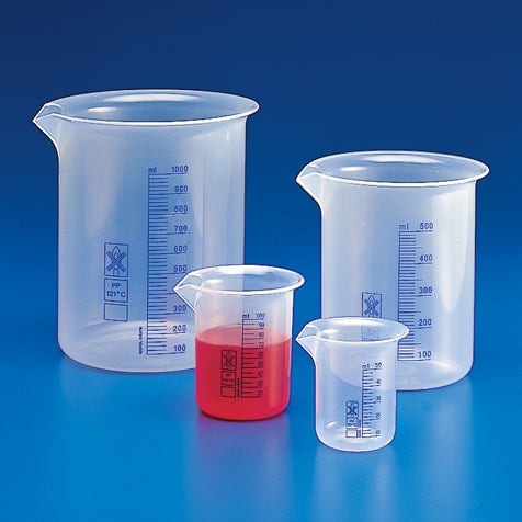 Polypropylene Beakers, Printed Graduations, 25 mL–5000 mL — Pack & Single Options | Globe Scientific