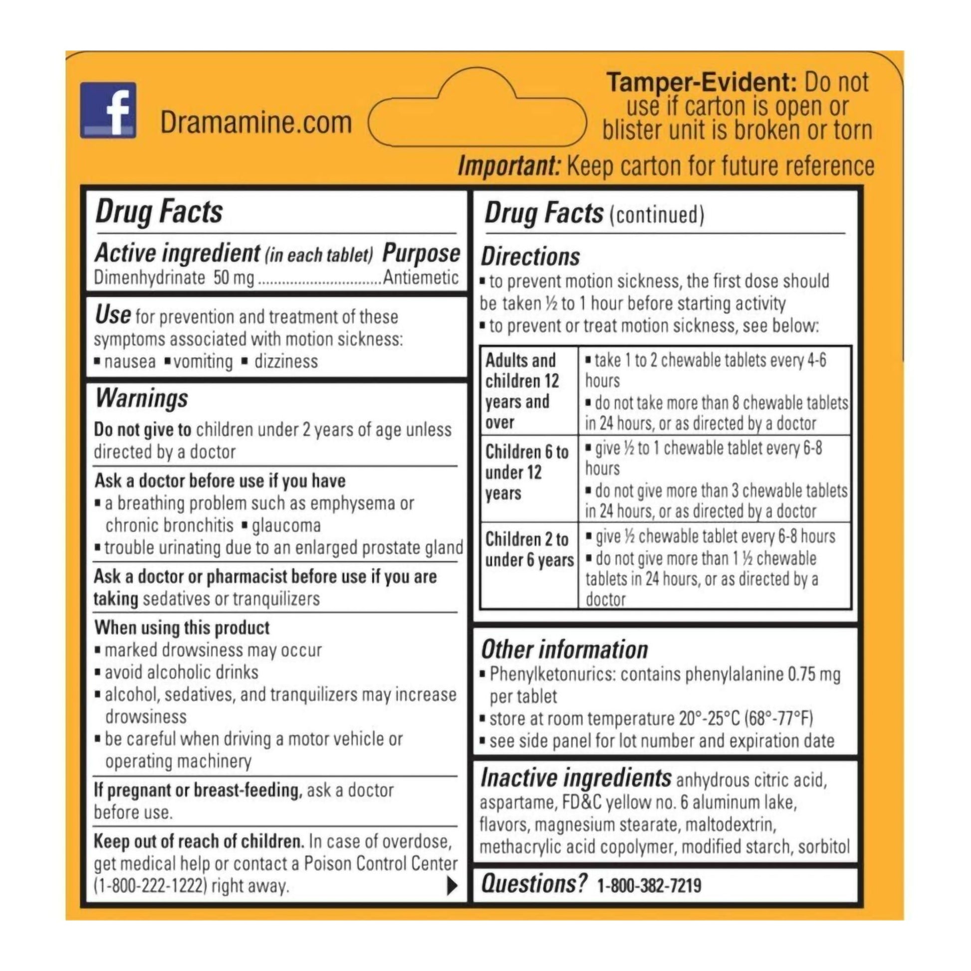 Dramamine® Motion Sickness Antiemetic Dual Action Chewable Tablets Orange
