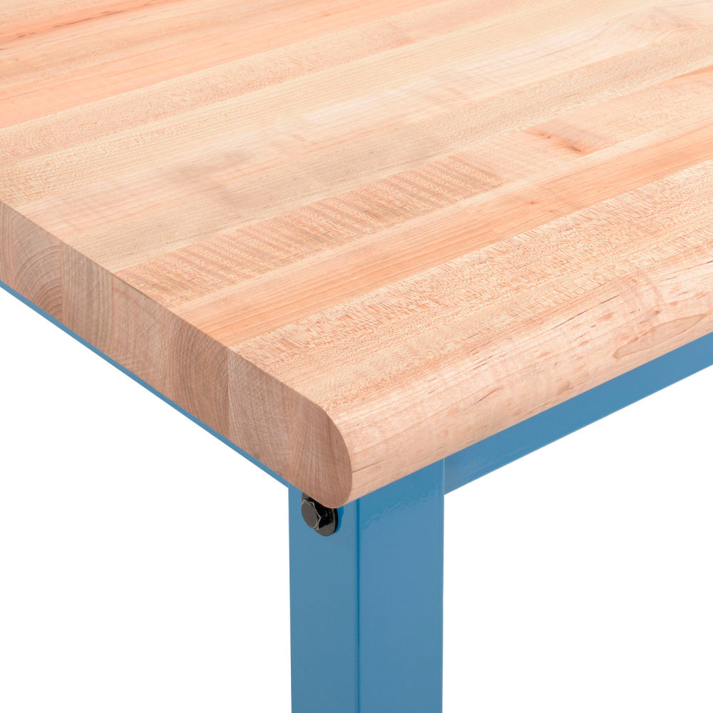 Global Industrial Packing Workbench W/Power Apron, Butcher Block Safety Edge, 72"W x 30"D