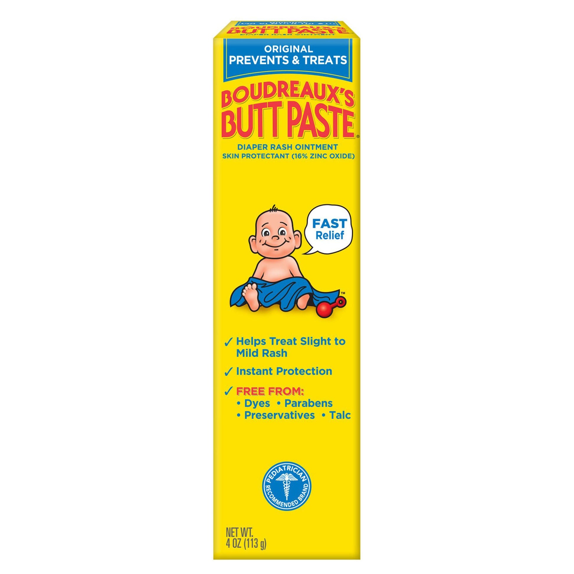 Boudreaux's Original Butt Paste Diaper Rash Treatment, 16% Zinc Oxide, Tube