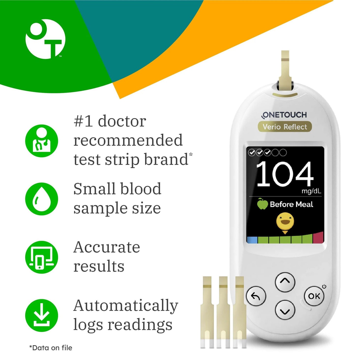 OneTouch Verio Blood Glucose Test Strips 50 Strips For OneTouch Verio Family of Meters