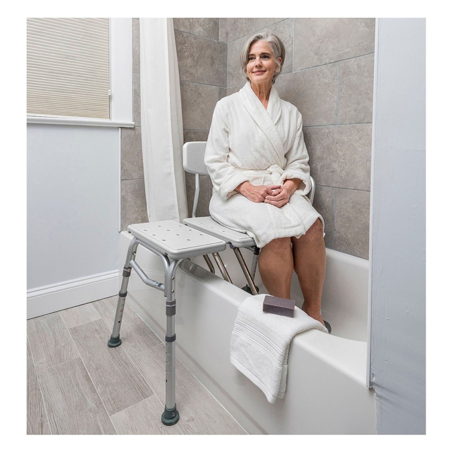 Splash Defense™ Knocked Down Bath Transfer Bench, 17½ – 22½ Seat Height