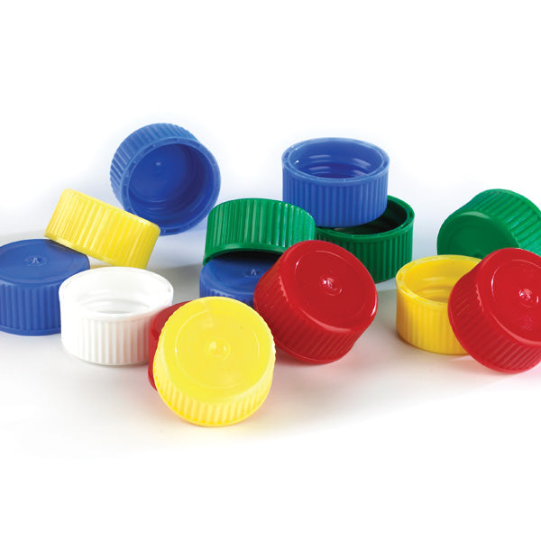 Screw Caps for 5 mL & 10 mL Transport Tubes, PE Leak-Resistant — 5 Colors, 1000/Case | Globe Scientific
