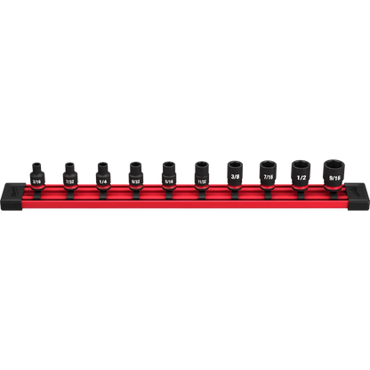 Milwaukee 10PC SHOCKWAVE Impact Duty SAE Standard 6 Point Socket Set 49-66-7000 | 1/4 in Drive, 10-Piece