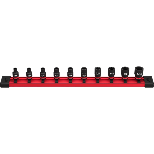 Milwaukee 10PC SHOCKWAVE Impact Duty SAE Standard 6 Point Socket Set 49-66-7000 | 1/4 in Drive, 10-Piece