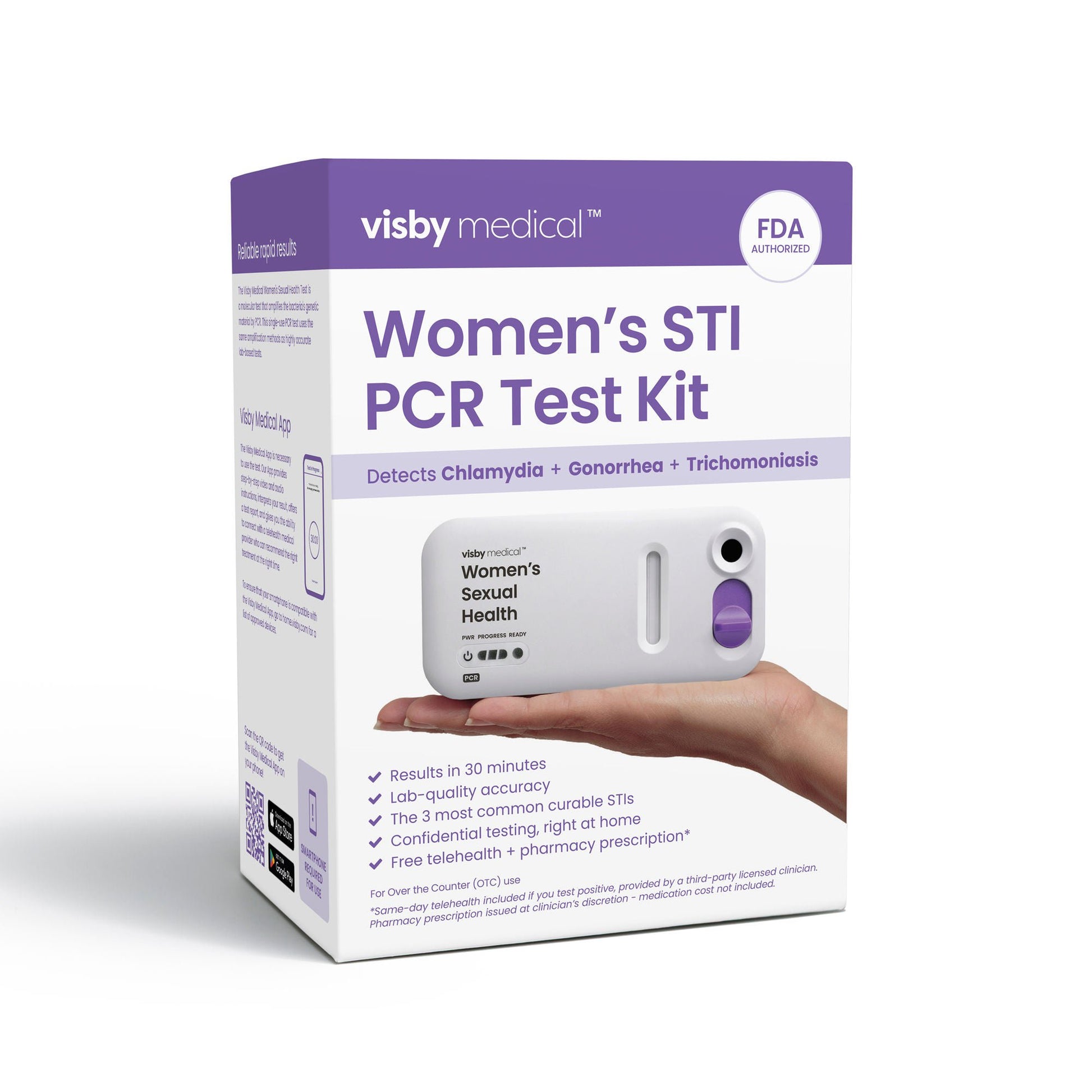 Visby Medical Sexual Health Test Kit Chlamydia Trachomatis / Neisseria Gonorrhoeae / Trichomonas Vaginalis Single Test CLIA Waived