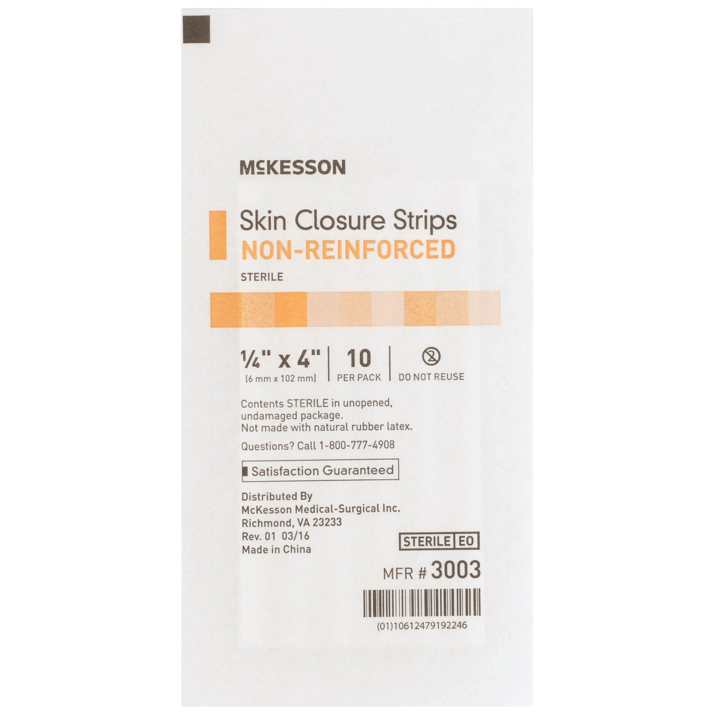 McKesson Nonreinforced Skin Closure Strip, .