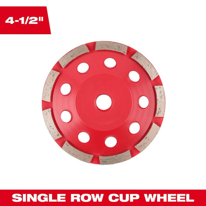 Milwaukee 4-1/2" Single Row Diamond Cup Wheel 49-93-7704 | Diamond Coated