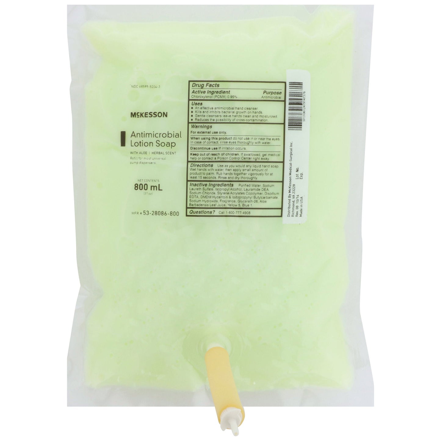 McKesson Antimicrobial Lotion Soap, Herbal Scent, Dispenser Refill Bag