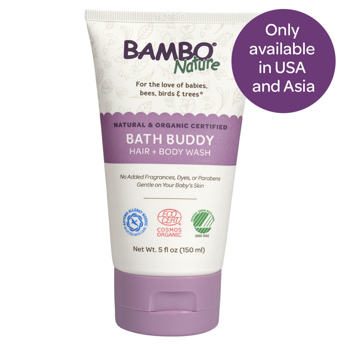 Bambo® Nature Bath Buddy Hair and Body Wash for Babies, Unscented, Tube
