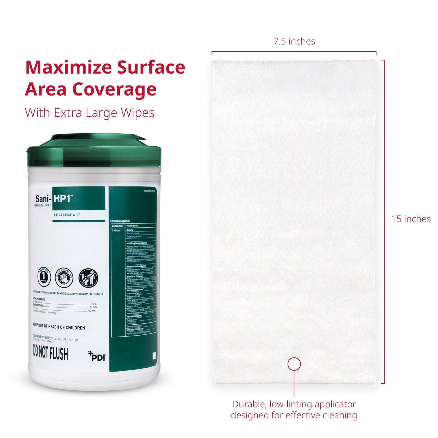 Sani-HP1 Surface Disinfectant Cleaner Germicidal Manual Pull Wipe Canister