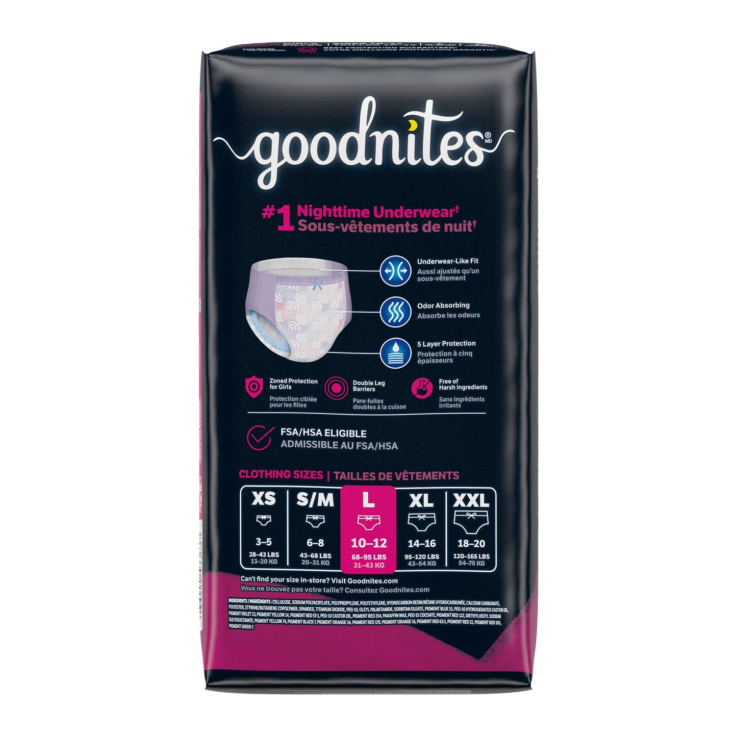 GoodNites® Night Time Underwear, for Girls weighing 68 – 95 lbs.