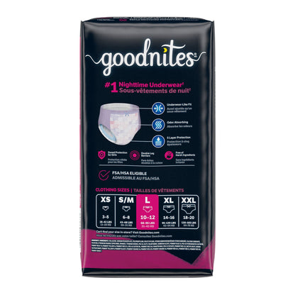 GoodNites® Night Time Underwear, for Girls weighing 68 – 95 lbs.