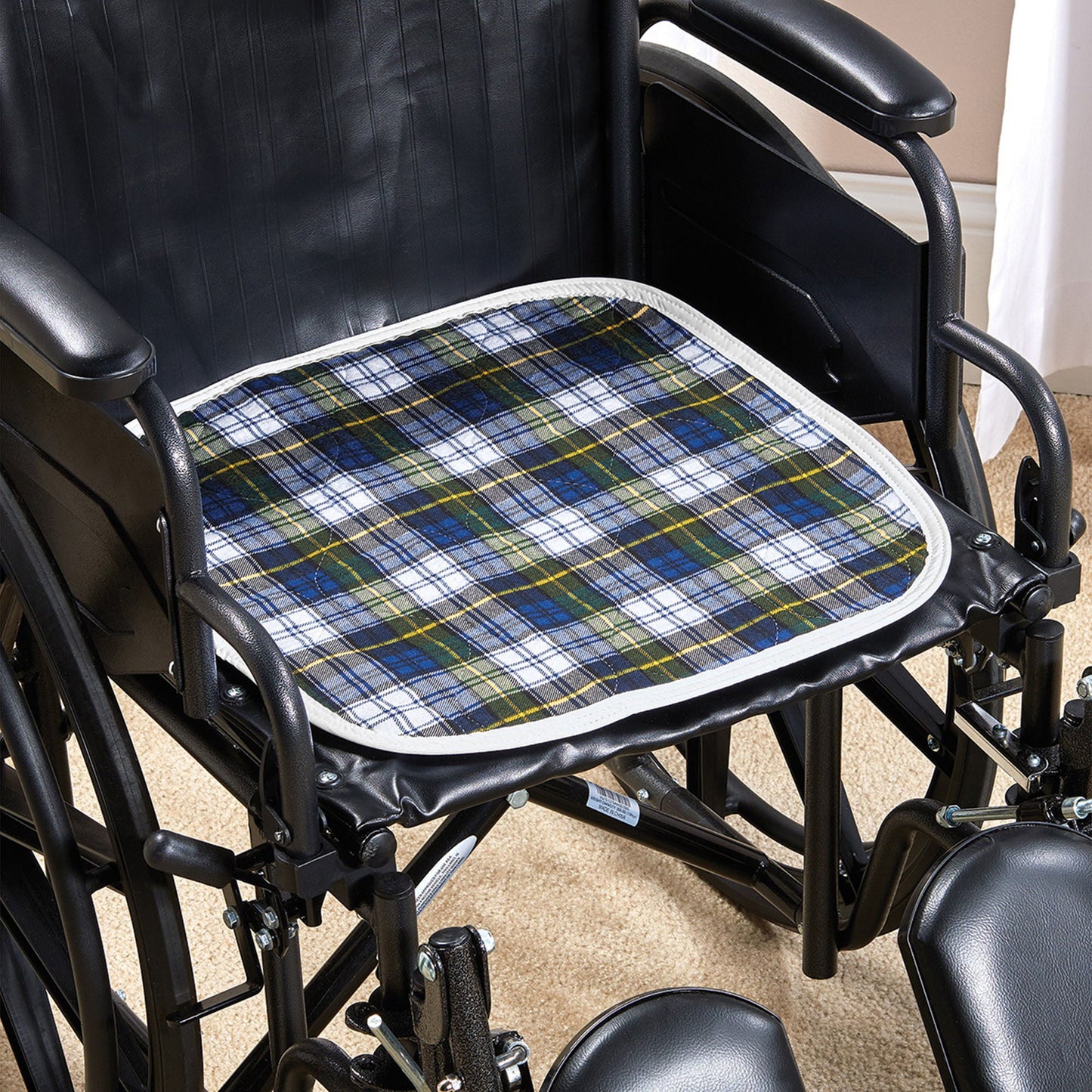 CareFor™ Deluxe Green Plaid Reusable Chair Pad