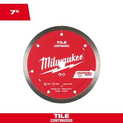 Milwaukee 7" DIAMOND MAX Continuous, Tile Diamond Blade 49-93-9207 | Diamond Coated