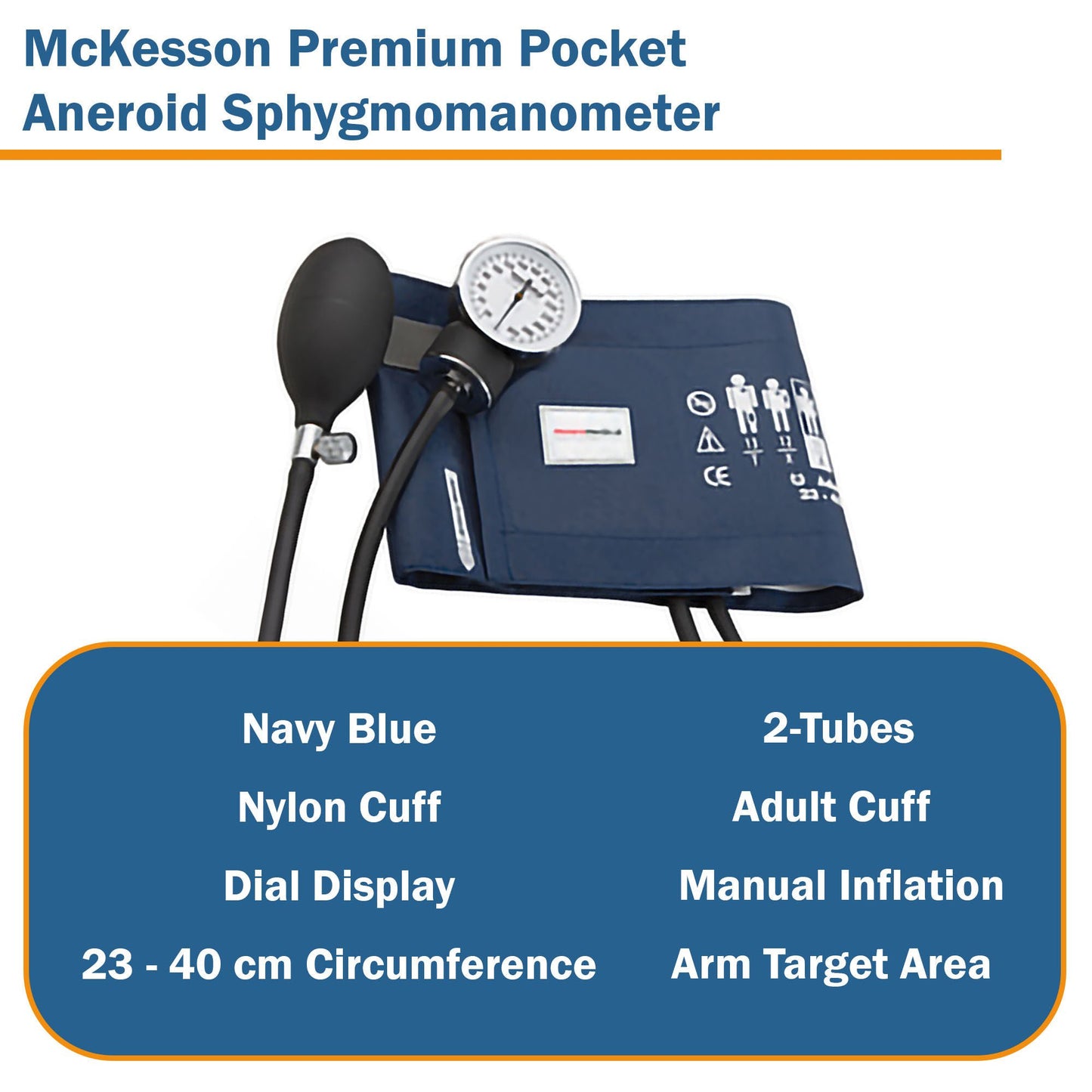 McKesson Premium Pocket Aneroid Sphygmomanometer, Dark Blue