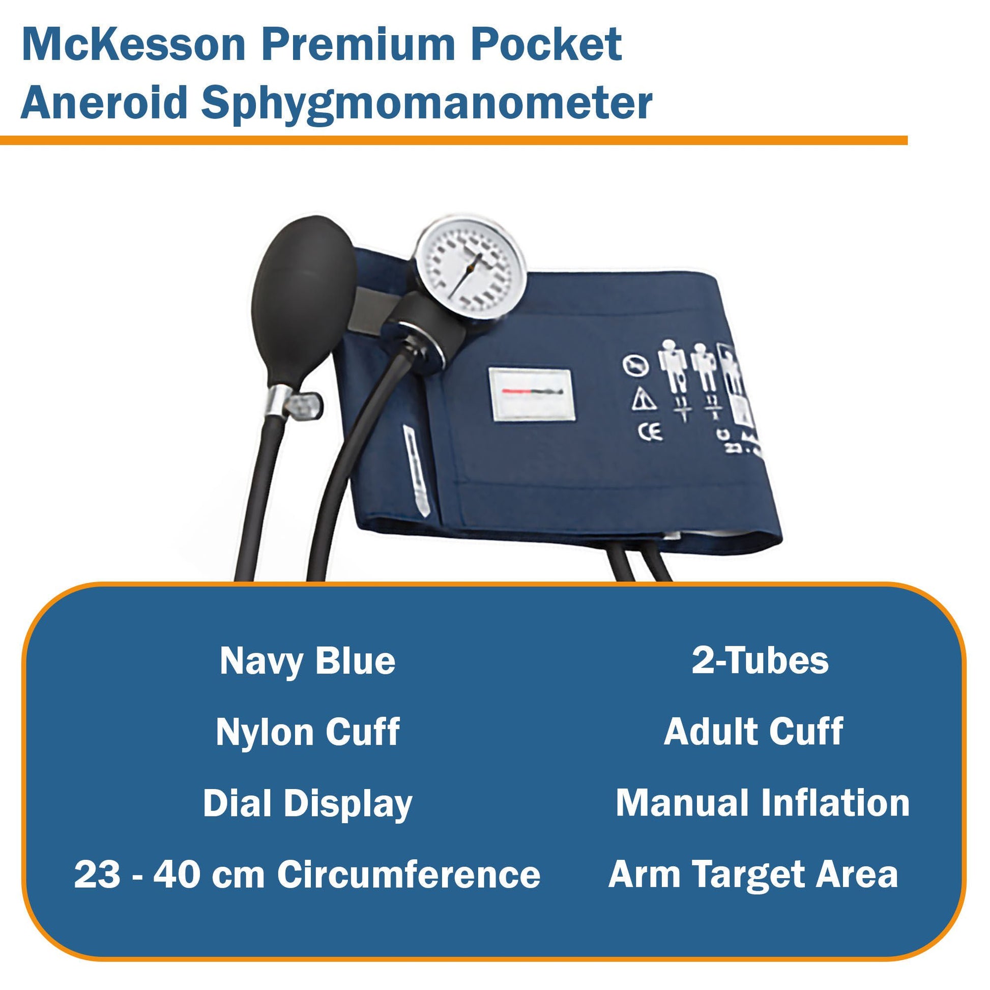 McKesson Premium Pocket Aneroid Sphygmomanometer, Dark Blue