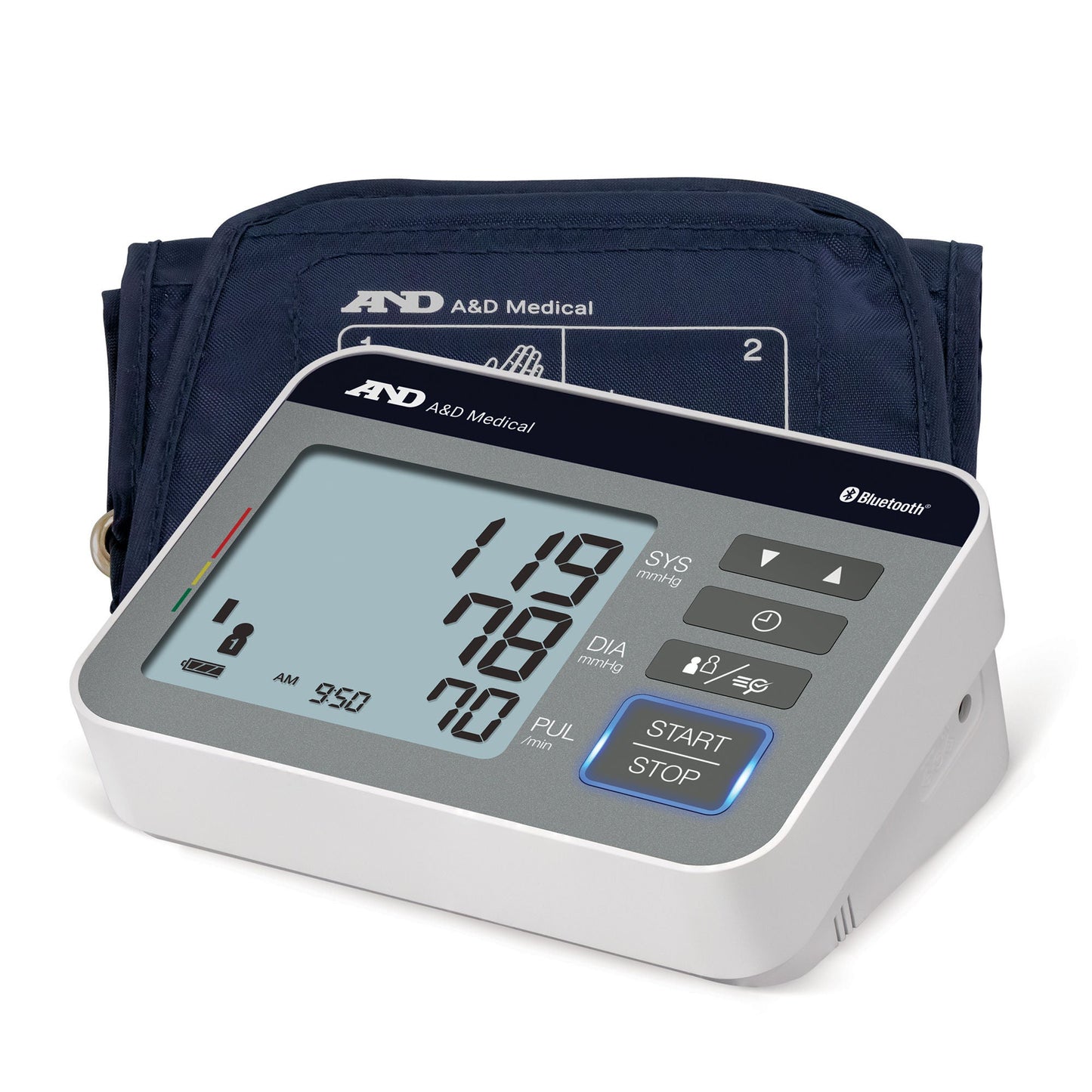 AND Home Automatic Digital Blood Pressure Monitor Arm Nylon Cuff 22 to 42 cm Desk Model