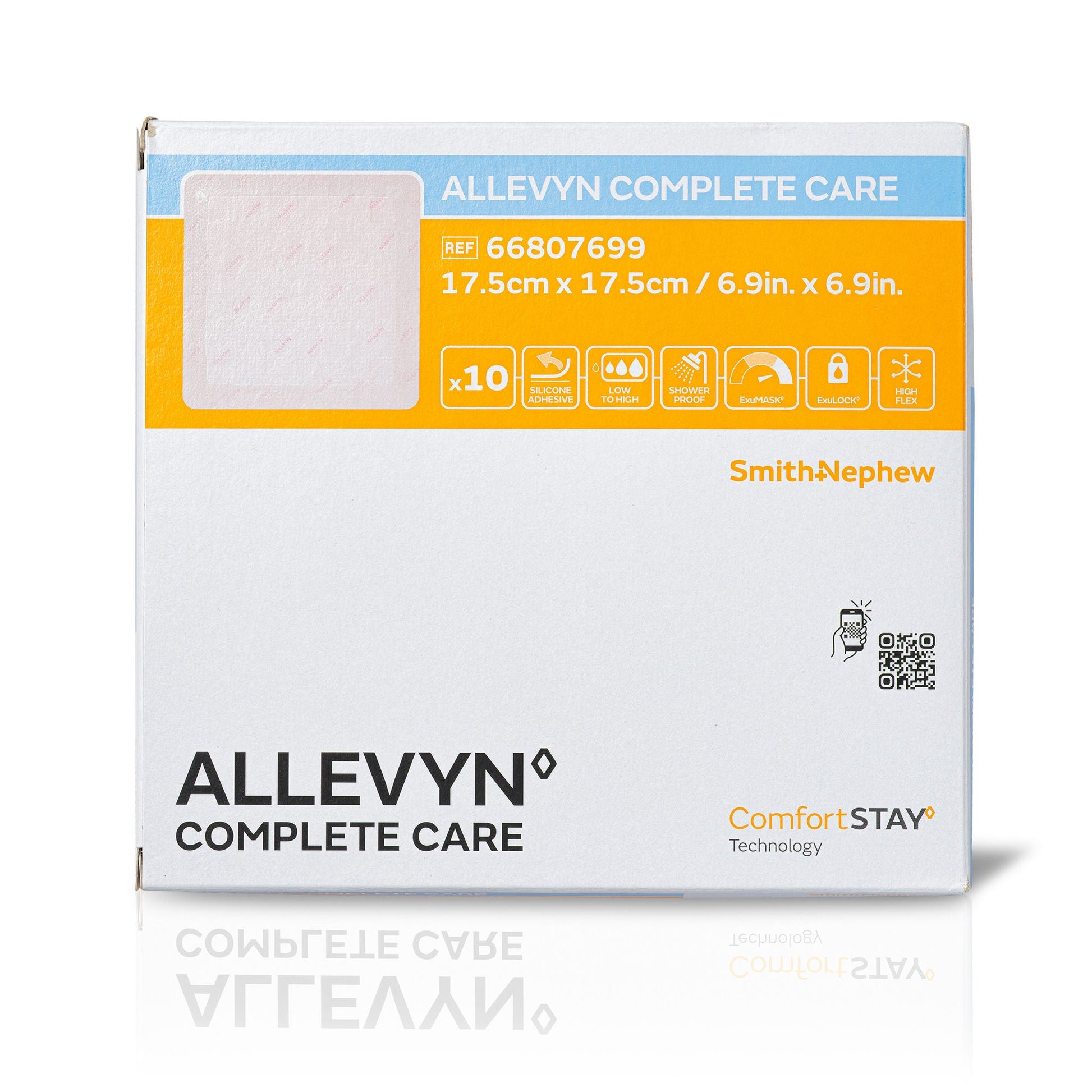 Allevyn Complete Care Foam Dressing With Border Film Backing Silicone Adhesive Square