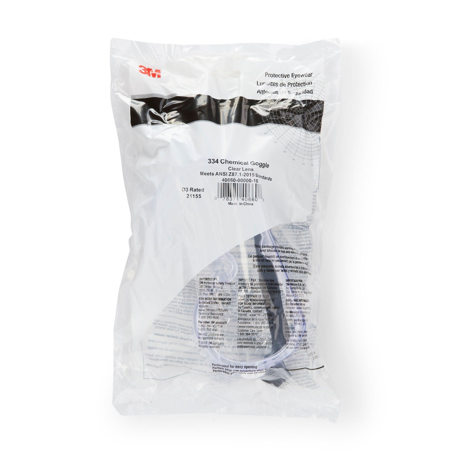 3M Chemical Splash Goggles