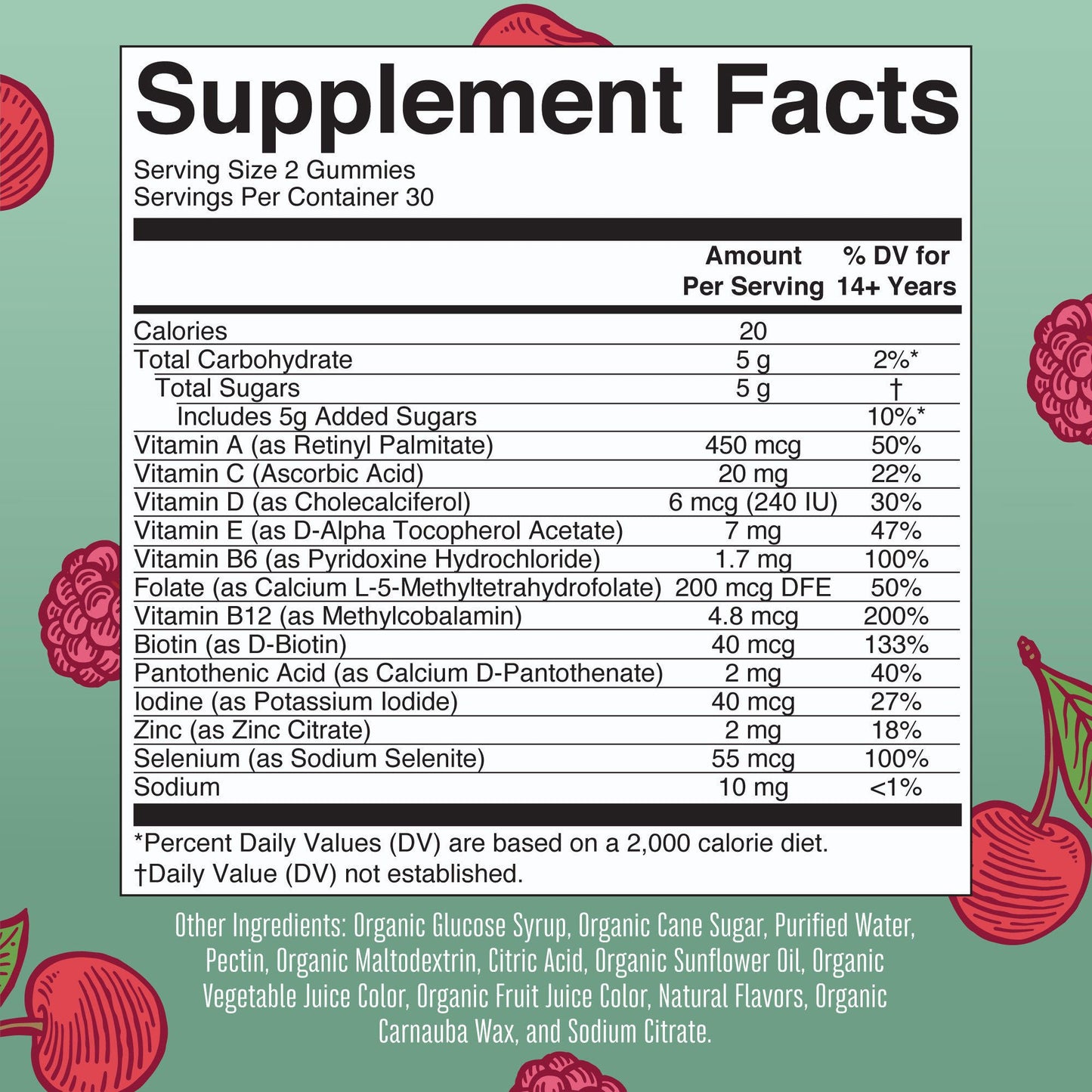 Mary Ruth's Organic Women's Multivitamin Supplement Vitamin A / C / D / E 450 mcg - 20 mg - 6 mcg - 7 mg Strength Gummie Strawberry Flavor