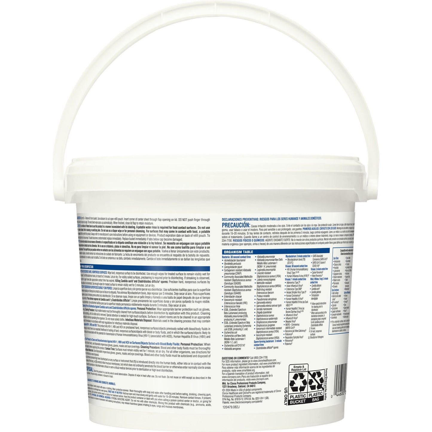 Clorox Healthcare® Bleach Germicidal Wipes, Bucket, .