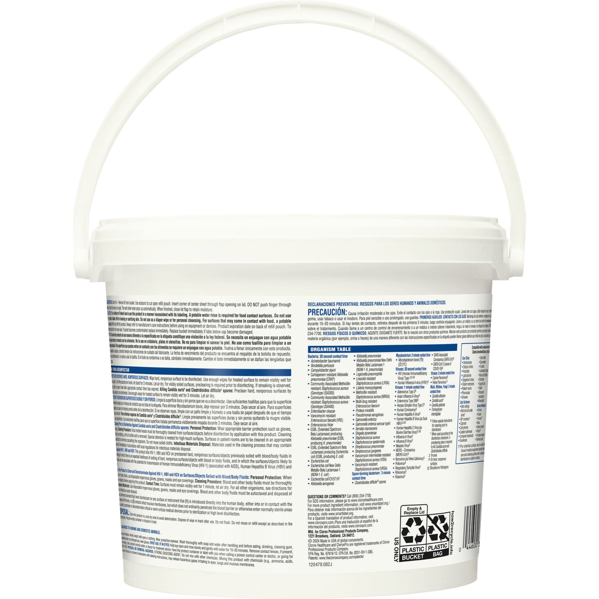 Clorox Healthcare® Bleach Germicidal Wipes, Bucket, .