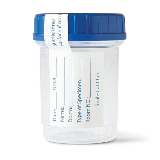 Click-N-Close Specimen Container for Pneumatic Tube Systems (3 oz.) Screw Cap Patient Information Sterile Fluid Path