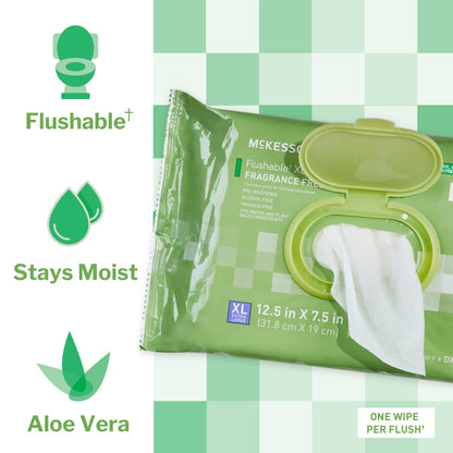McKesson Flushable* Wet Wipes XL - Unscented, per Pack