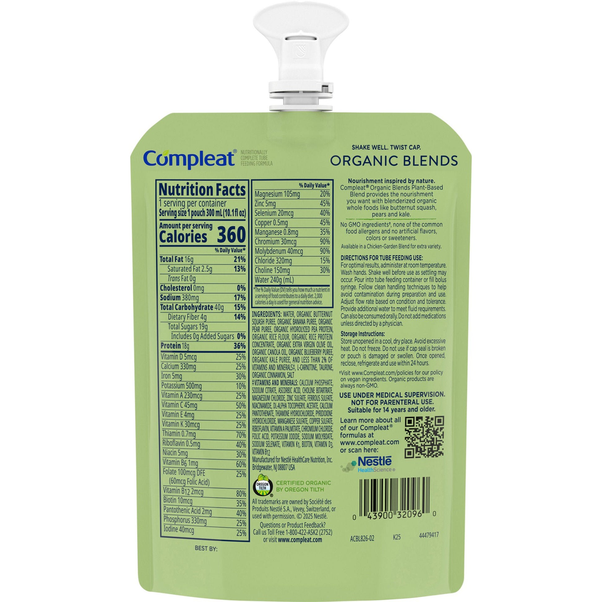 Compleat Organic Blends Plant Based Tube Feeding Formula Organic Blends Flavor Liquid Pouch