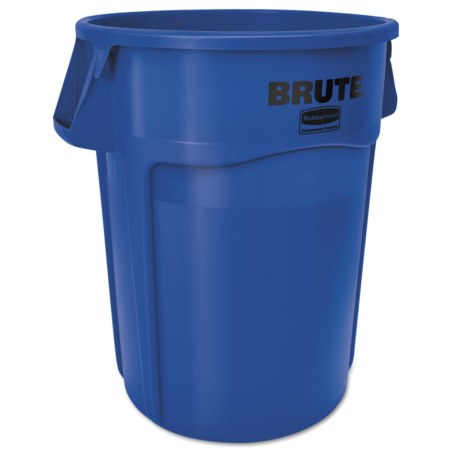 Rubbermaid Commercial BRUTE® Round Container without Lid, 20 gal, Heavy-Duty Plastic, Blue (FG262000BLUE)