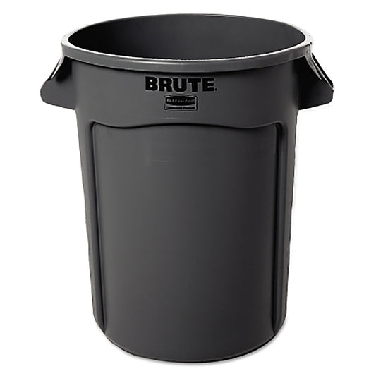 Rubbermaid Commercial BRUTE® Round Container without Lid, 32 gal, Heavy-Duty Plastic, Gray (FG263200GRAY)