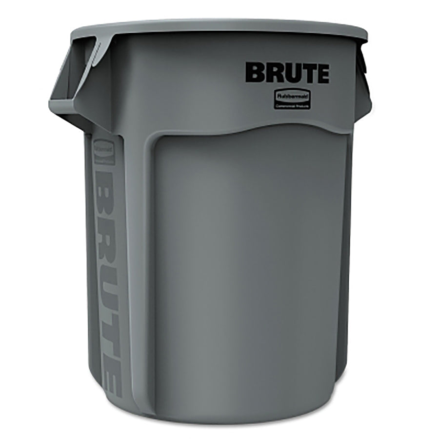 Rubbermaid Commercial BRUTE® Round Container without Lid, 55 gal, Heavy-Duty Plastic, Gray (FG265500GRAY)