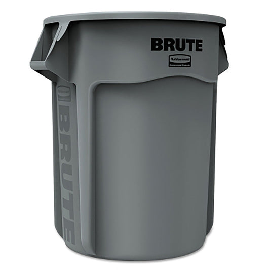 Rubbermaid Commercial BRUTE® Round Container without Lid, 55 gal, Heavy-Duty Plastic, Gray (FG265500GRAY)