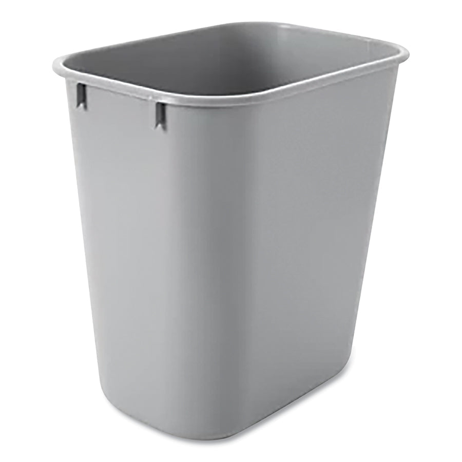 Rubbermaid Commercial Deskside Wastebaskets, 3 gal, Plastic, Gray (FG295500GRAY)