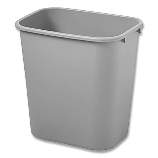 Rubbermaid Commercial Deskside Wastebaskets, 7 gal, Plastic, Gray (FG295600GRAY)