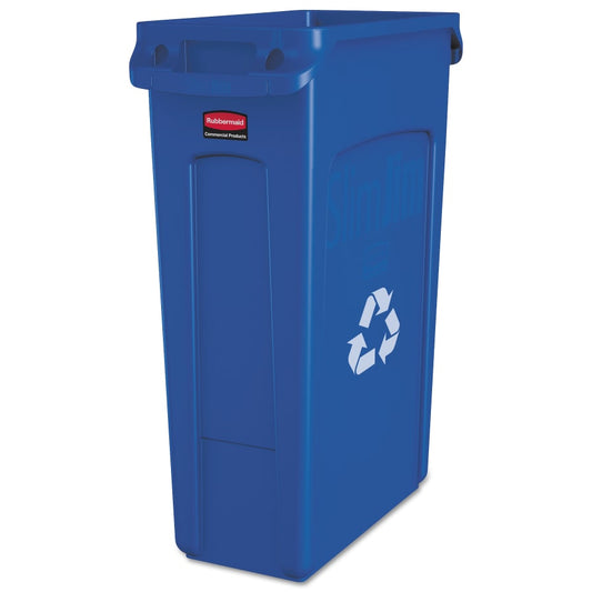 Rubbermaid Commercial Slim Jim Recycling Containers, 23 gal, Plastic, Blue (FG354007BLUE)