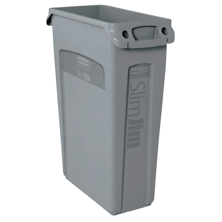Rubbermaid Commercial Slim Jim with Venting Channels, 23 gal, Resin, Gray (FG354060GRAY)