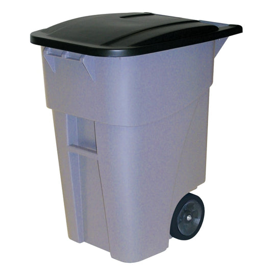 Rubbermaid Commercial Brute Roll Out Containers, 50 gal, HDPE, Gray (FG9W2700GRAY)