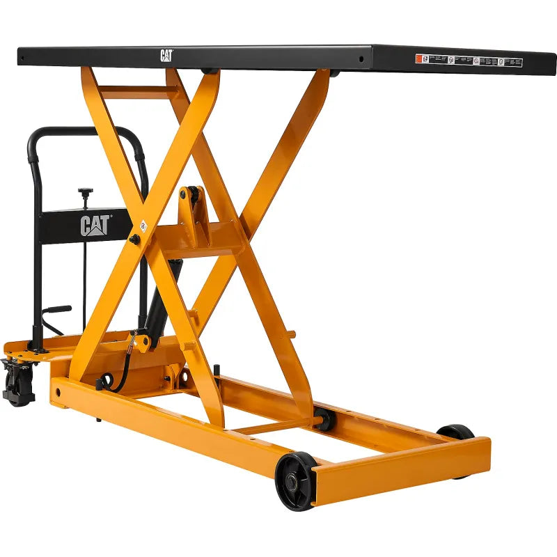 Cat® Long Deck Mobile Scissor Lift Table WB641686, 3000 lb, 80"×30" platform, 53" raised height