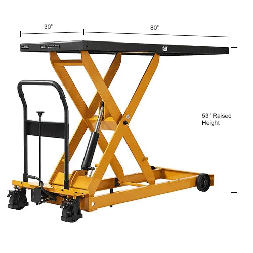 Cat® WB641686 Long Deck Scissor Lift Table — dimensions diagram