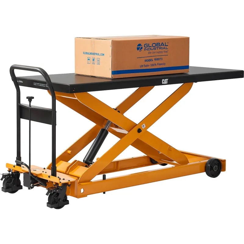 Cat® WB641686 Long Deck Scissor Lift Table — caster and frame detail