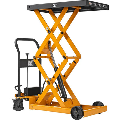 Cat® Mobile Double Scissor Lift Table WB641687, 1500 lb, 39-7/10"×22-4/5" platform, 59" raised height