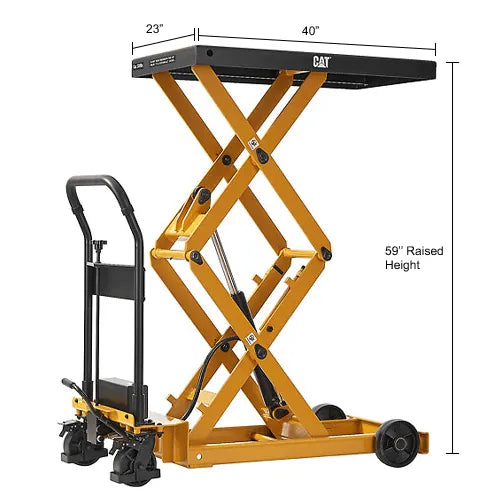 Cat® WB641687 Double Scissor Lift Table — dimensions diagram