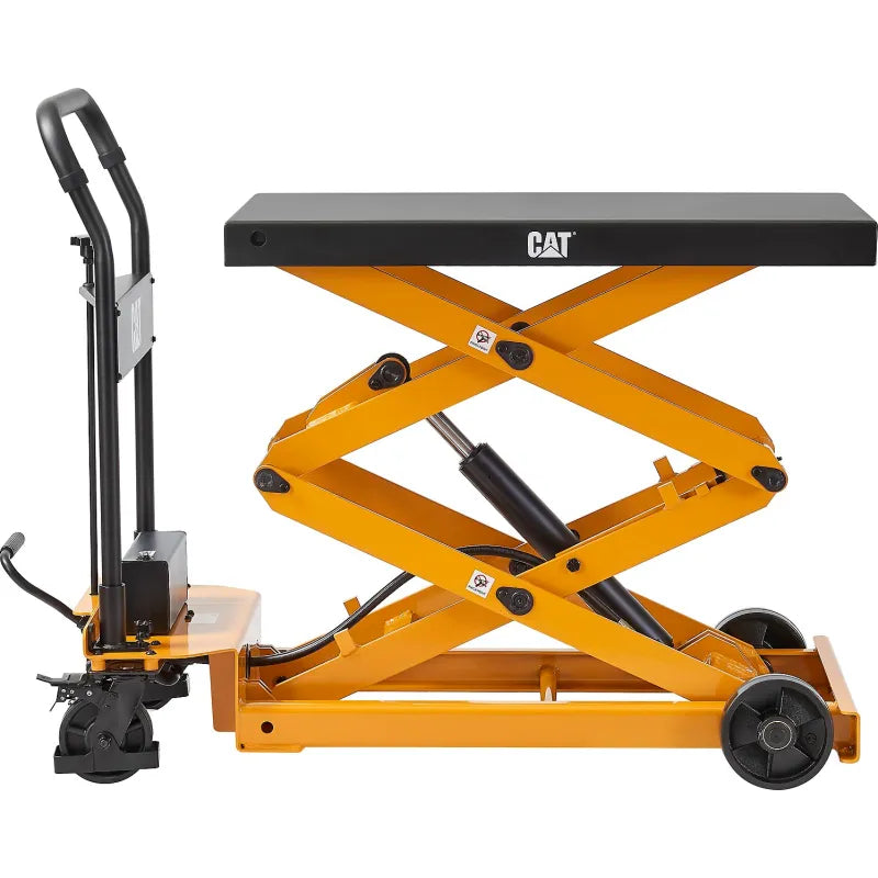 Cat® WB641687 Double Scissor Lift Table — platform and caster detail