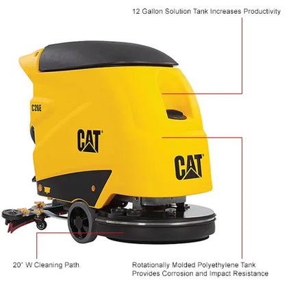 Cat® C20E Floor Scrubber — in-use on commercial floor
